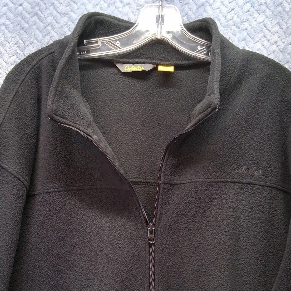 Cabelas Mens Black Fleece Quarter Zip Pullover Sweater 2XL Outdoor Layering